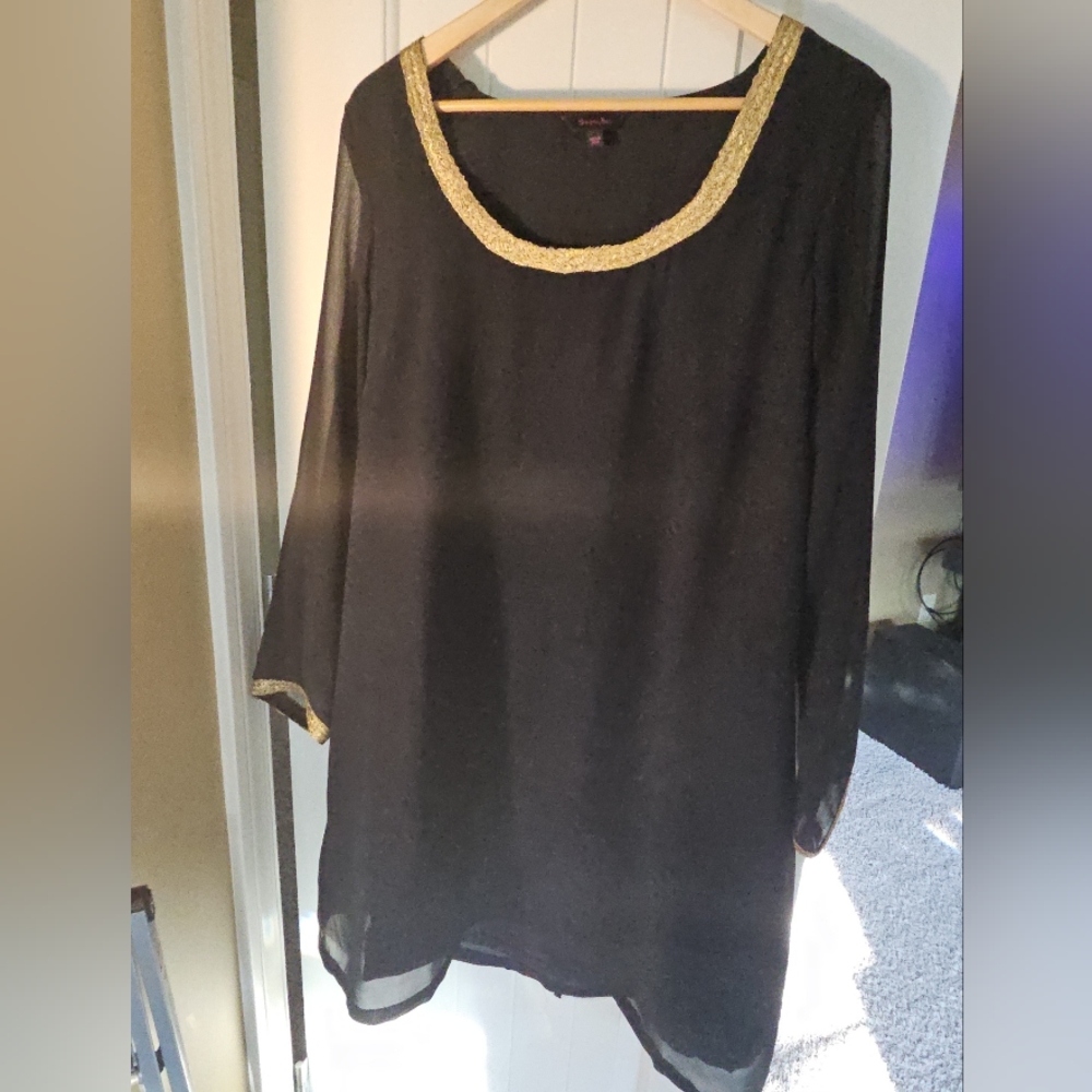 Simply Be Black and Gold Sheath Dress